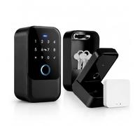 Smart Key Lock Box with Fingerprint, App Control, Code & Key Access, Optional WiFi Remote Unlock, Outdoor Waterproof Key Safe for Airbnb, Rental Property, Home & Office Key Management