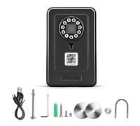 Smart Key Safe, Bluetooth Key Lock Box with Fingerprint & App Control 12-Digit Combination Lock Box IP54 Weatherproof Tamper-Resistant Wall Mounted Outdoor Key Storage for Home Garage