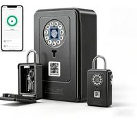 Smart Key Safe Box with Bluetooth & APP Control, 8-in-1 Fingerprint Key Lock Box Wall Mounted Outdoor | IP54 Weatherproof Key Storage for Airbnb, Home, Realtor | 360-Day Battery & Type-C Emergency
