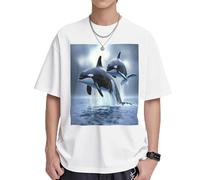 Smart Killer Whale Mens T-Shirts & Womens T-Shirts, White and Black Graphic Tees for Men and Women, Soft and Breathable