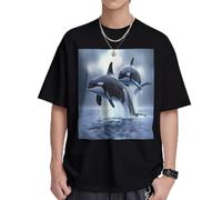 Smart Killer Whale Mens T-Shirts & Womens T-Shirts, White and Black Graphic Tees for Men and Women, Soft and Breathable