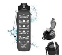 Smart Kraft 1 LITRE WATER BOTTLES WITH STRAW, TIME MARKER & MOTIVATIONAL QUOTES, LEAK-PROOF, TOXIN FREE, SPORTS WATER BOTTLE 1L, WIDE MOUTH DRINK BOTTLE FOR GYM, SCHOOL, CYCLING, OFFICE (GREY)