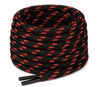 Smart Laces Strong Heavy Duty Hard Wearing Red & Black Work, Steel Toe Caps, Walking and Hiking Bootlaces 140cm/55 Long