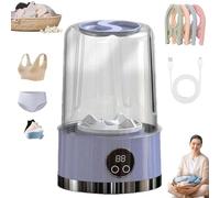 Smart Laundry Cup, Bloame Portable Washer, Rechargeable Portable Cordless Mini Washing Machine with LCD Display for Home, Hotel & Camping, Free 4/8 pcs folding clothes drying rack (Purple,1 PCS)