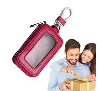 Smart Leather Key Ring - Cherry Case and Carabiner, Compact, Car Key Holder, Door Holder with Keyring Ring, Elegant Person for Personal Accessories