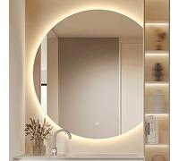 Smart LED Backlit Irregular Semi-Circle Bathroom Mirror - Frameless Vanity Mirror with HD Reflection Available in 50/60/70/80 cm Stylish Lighting for Modern Decor