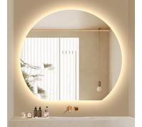 Smart LED Backlit Irregular Semi-Circle Mirror - Frameless Bathroom Wall Mirror HD Reflection Modern Decor Available in 50/60/70/80 cm for Stylish Spaces.