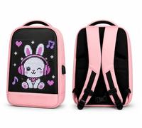 Smart LED Backpack with Full Colour Pixel Display, App Controlled Rucksack, USB Charging Port, Water-Resistant, Spacious Travel & School Bag (Pink)