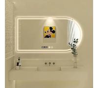 Smart LED Bathroom Mirror 100/120cm - 3 Color Lighting, Anti-Fog, Touch Sensor, Frameless Arch Mirror for Entryway, 80cm (Cut Left 60x100cm)
