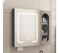 Smart LED Bathroom Mirror Cabinet AntiFog Aluminum Storage with Touch Control MultiLayer Design Dimming Feature SDoor & Paper Hole Grey (80x11x65cm)