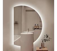 Smart LED Bathroom Mirror Frameless Half-Circle with 3 Color Modes (White/Natural/Warm) Anti-Fog Wall-Mounted Makeup Mirror (Left Cut 100x70cm)