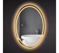 Smart LED Bathroom Mirror, Oval Wall Mounted Vanity Mirror with 3 Colour Dimmable Backlit, Anti-Fog & Touch Switch, 40x60cm(15.7x23.6in) for Modern Bathroom, Makeup & Shaving