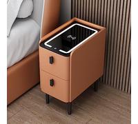 Smart LED Bedside Table - Wireless Charging, USB, Fingerprint Lock, Bluetooth Speaker, Three-Color Light, Versatile Storage Organizer for Bedroom and Living Room