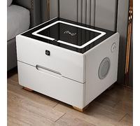 Smart LED Bedside Table with & Wireless Charging Finrprint Lock Bluetooth Speaker 3-Color Light - ry nizer Sto Cabinet for Bedroom & Living Room