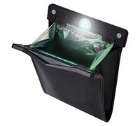 Smart LED Car Trash Can Waterproof Garbage Bag Passenger Side Artificial Leather Storage Pocket Leak Proof Reusable Traveling Portable Offices Toilet Garbage Cans Back Seat Hanging (Black-1pack)