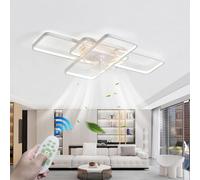 Smart LED Ceiling Fan Light with Remote & APP Control 80W Dimmable Modern Geometric Design Quiet Timer Ceiling Lamp for Bedroom Living Room & Dining Room