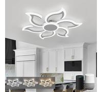 Smart LED Ceiling Light 88cm, 6800lm Modern Flower Fixture, Alexa & Google Home Compatible, Wi-Fi Dimmable with Remote Control for Bedroom & Office, Black