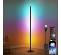 Smart LED Corner Floor Lamp 156cm Tall 16 Million Colour Changing RGB Corner Light with Music Sync, Remote, App Control, Timing, Modern Mood Lighting for Living Room, Bedroom