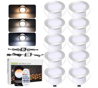 Smart LED Decking Lights Ø45MM Deck Light with Remote Control 2700K-6500K CCT White Dimmable IP67 Waterproof Led Plinth Light for Deck Terrace Pathway - 10 Packs
