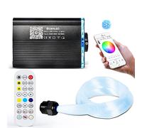 Smart LED Fiber Optic Lights,Bluetooth APP Controlled+Music Activated RGBW Starlight Headliner Kit with RF Remote Control,200pcs 6.5ft 0.03in Optical Fiber Cable for DIY Car/Home Theater Ceiling Light