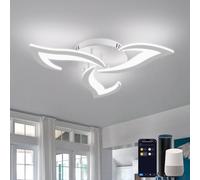 Smart LED Flower Ceiling Lamp, Dimmable, Compatible with Alexa & Google Home, Remote & App Control, Modern 3-Petal Design, Ideal for Bedroom & Kitchen, White