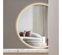Smart LED Half Circle Bathroom Mirror 51x35in Anti Fog Makeup Mirror 3 Color Light Frameless Wall Decor Perfect for Dressing Table Right Cut (90x60cm)