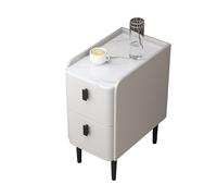 Smart LED Nightstand with Bluetooth Speaker & Charging Station - Multifunctional Solid Wood Night Table with 2 Drawers - Compact & Simple White Bedside Table