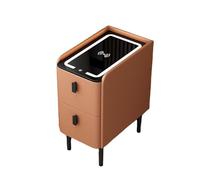 Smart LED Nightstand with Charging Statistics Wooden Night Table with 2 Drawers Multifunctional Bluetooth Speaker for Bedroom Decor