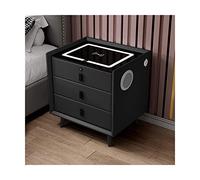 Smart LED Nightstand with/Wireless Charging Bluetooth Speaker Fingerprint Lock - Minimalist Wooden Bedside Table for Bedroom & Living Room 46/59 cm