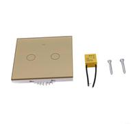 Smart Light Switch, 2-Gang Touch Wall Switch for Tuya with Capacitor, WiFi RF433 European Standard Google Home Compatible(Gold)