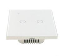 Smart Light Switch 2 Gang WiFi Touch Wall Control with Tempered Glass Panel and Remote APP Sharing, for Alexa AC 100-250V for Home Lighting and Appliance Control(White)
