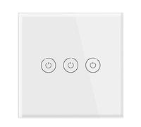 Smart Light Switches Touch Switch Standard White Black Glass Panel Light 90-250V 1Gang 1 Way Wall Lamp with Night(White Touch Three)