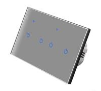 Smart Light Switches, WiFi Touch Wall Switches with Glass Panel, Smart Dimmer Switch for Voice Control of Lights and Appliances, WiFi Touch Light Switch App Control(4 Gang)
