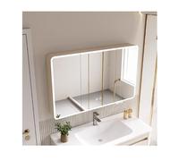 Smart Lighted Bathroom Cabinet with Mirror Aluminum Vanity Storage with Beauty Rack & Paper Holder 100CM/39.3IN Coffee - Modern Space Saver Solution