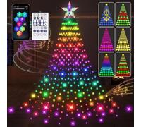 Smart Lighted for Christmas Tree, 6.56FT 320LED RGB Color Changing Christmas Tree Lights Ring with Remote Timer, 40+ Modes Xmas tree decoration lights, Music Sync App Controlled for Festivals, Party