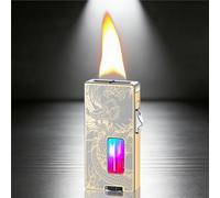 Smart Lighter, Ultra-Wide Flame, Shake Ignite, Safety Lock, Windproof Design, Transparent Fuel Window