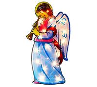 Smart Lighting 25cm x 14cm Double-Sided Christmas Window Silhouette 10 LED Lights with Metallic Effect Battery Operated Xmas Decoration (Angel - Large)