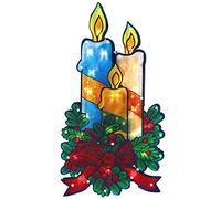 Smart Lighting 25cm x 14cm Double-Sided Christmas Window Silhouette 10 LED Lights with Metallic Effect Battery Operated Xmas Decoration (Candles - Large)