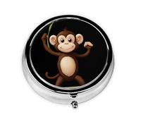 Smart Little Monkey Mini Round Pill Box, can be Put into Wallet, Pocket, Light and Convenient, 3 Compartment Pill Box, Portable Pill Box,