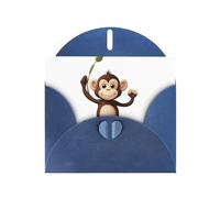 Smart little monkey Patterned Blue Greeting Card (with Envelope) | 6x4 inches - Perfect for Thanksgiving, Birthdays, Weddings, Holiday Parties