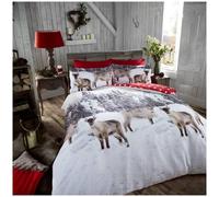 Smart Living 100% Brushed Cotton Flannel Printed Duvet Cover With Pillowcases In Red Red