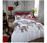 Smart Living 100% Brushed Cotton Flannel Printed Duvet Cover With Pillowcases in Red | Size: Double Smart Living Red Double