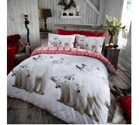 Smart Living 100% Brushed Cotton Flannel Printed Duvet Cover With Pillowcases in White | Size: Double Smart Living White Double