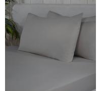 Smart Living 100% Brushed Cotton Flannelette Fitted Sheet or Pillowcase Pair - Silver - Super King (180cm x 200cm) + 25cm Deep