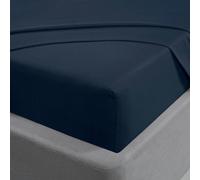 Smart Living 100% Brushed Cotton Flannelette Luxury 35cm Deep Fitted Sheet in Navy | Size: King Fitted Smart Living Navy King Fitted