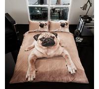 Smart Living 3D Duvet Cover With Pillowcases Polycotton Quilt Bedding Covers Comfy Breathable Comforter Cover Set - Pug