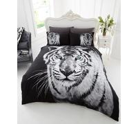 GC GAVENO CAVAILIA 3D WILDLIFE WHITE TIGER Bed Set with Duvet Cover and Pillow Case, Polyester-Cotton, Multi, King