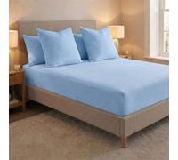 Gc Gaveno Cavailia Plain Double Bed Flannelette Sheet Set Blue Thermal Soft Sheets Full Set - Fitted Sheet +Flat Sheet +Pillowcase