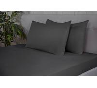 Smart Living Brushed Cotton Bed Linen Fitted Bedsheet Or Pillowcase Pair Non Iron In Charcoal Charcoal