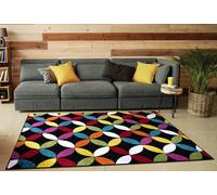 Smart Living Carved Rug Multi - Circle Black - 160cm x 230cm (5.2ft x 7.5ft)